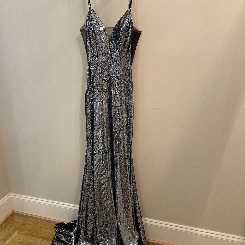 Jovani Silver Prom Gown